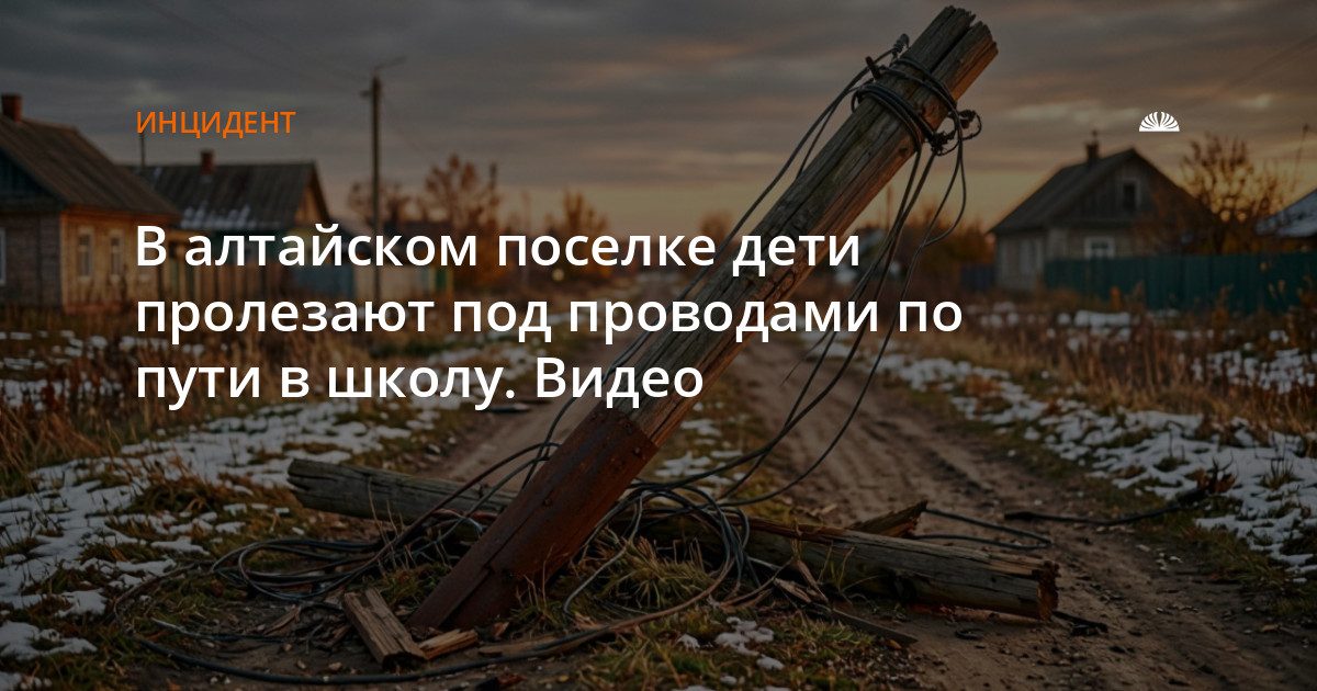 В Черницке упавший столб перекрыл дорогу, дети пролезают под проводами