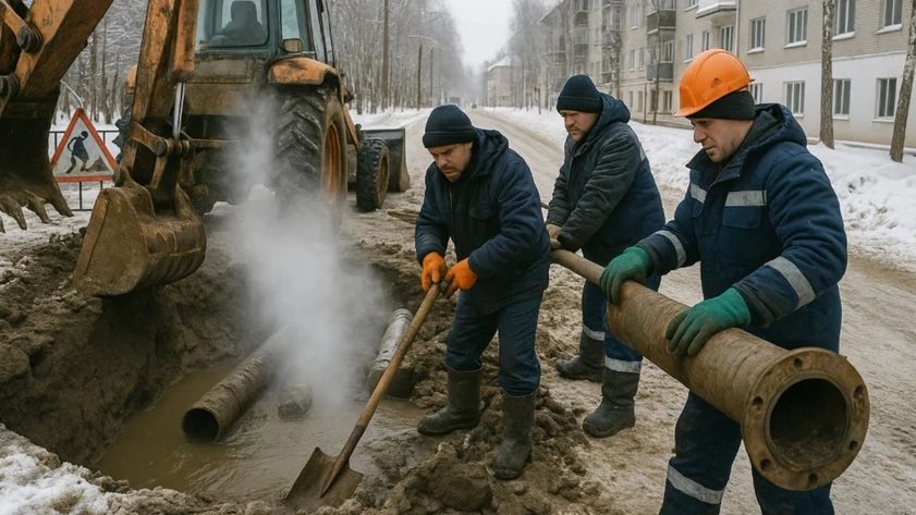 В Рубцовске авария на теплосети оставила без тепла восемь домов и школу