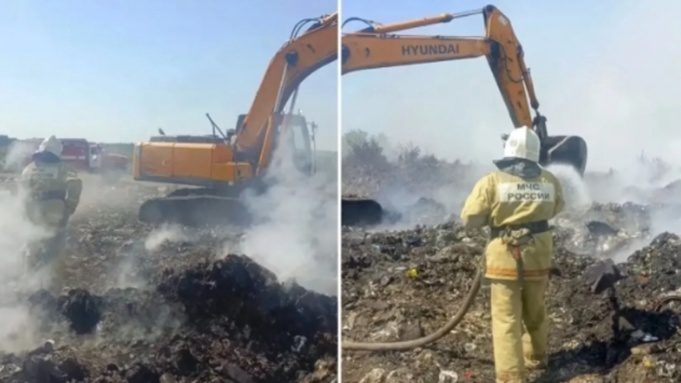 В Смоленском завершили тушение пожара на полигоне отходов