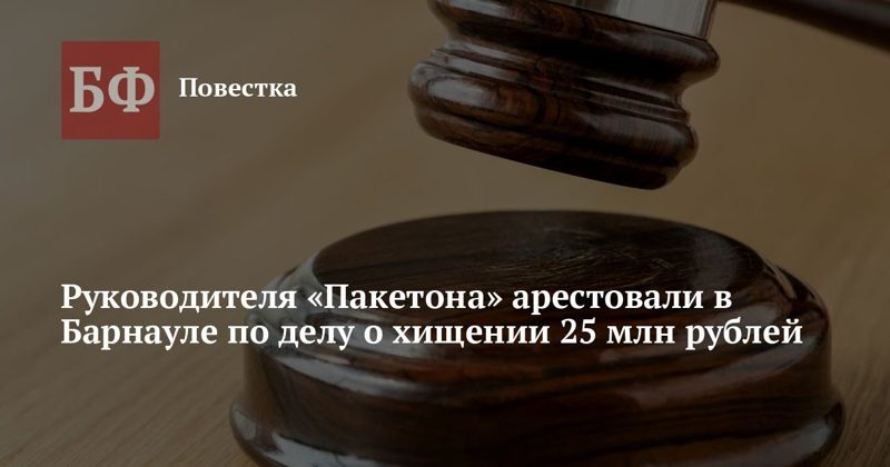 Руководителя «Пакетона» арестовали по делу о хищении 25 млн рублей