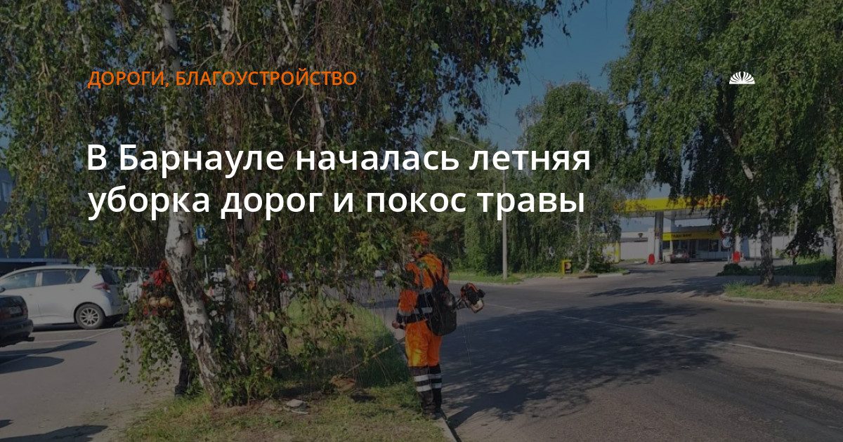 В Барнауле началась летняя уборка дорог и покос травы