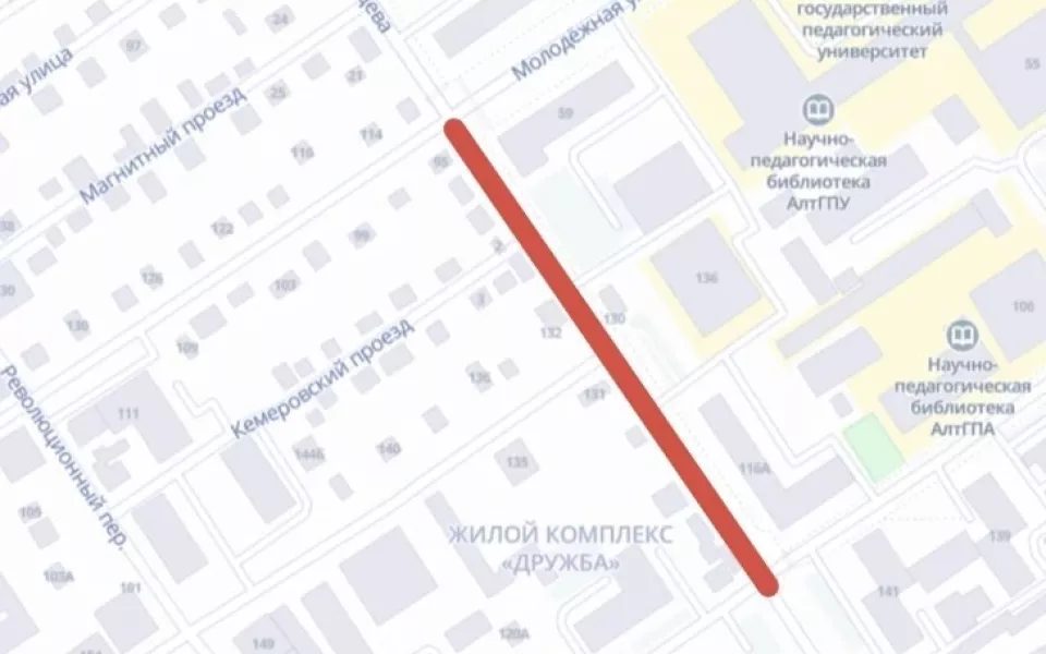 Переулок Ядринцева в Барнауле перекроют до 18 октября